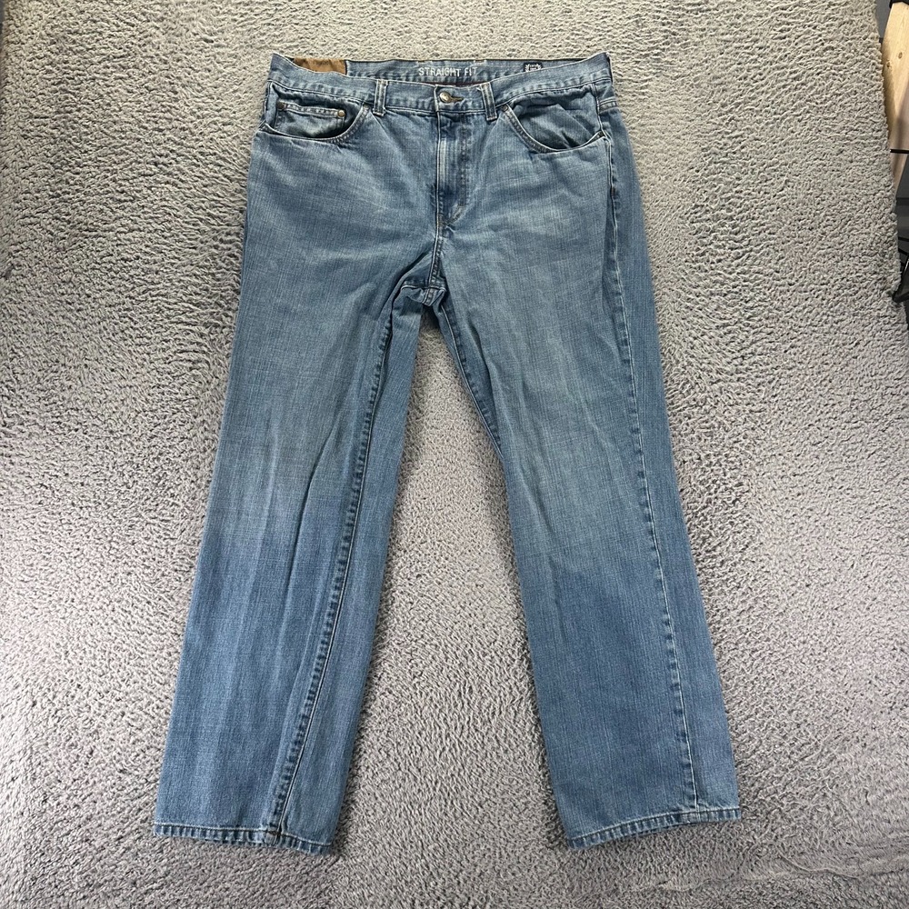 Vintage Chaps Jeans Mens 38x32 Blue Cotton Denim Straight Faded Travel Workwear